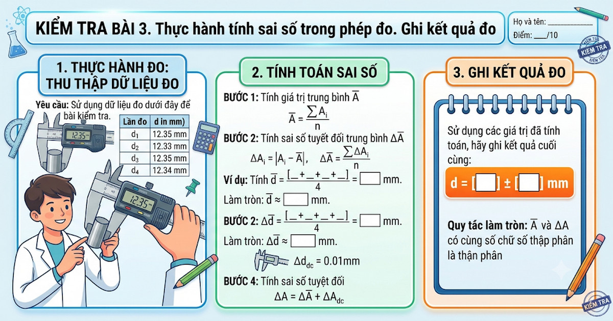 03-2k11 - Bài 3. Thực hành tính sai số trong phép đo. Ghi kết quả đo